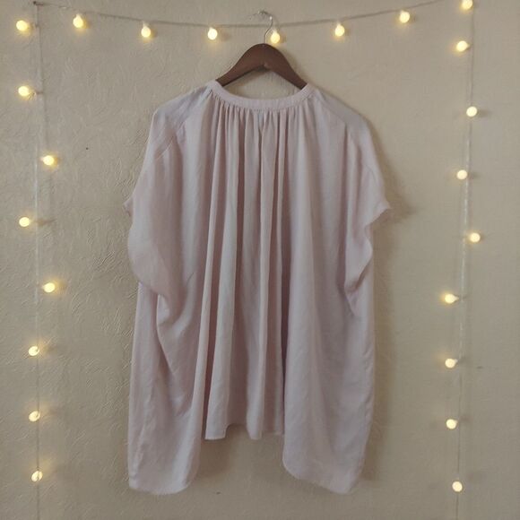 Sen Flowy Blush Pink Blouse Tie Neck One Size - Picture 5 of 9